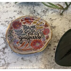 Natural Life "Thank God for Girlfriends" ceramic trinket dish Friendship Gifts